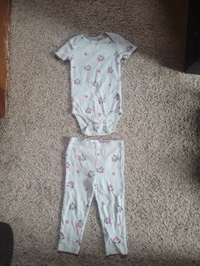 Carter's White and Pink Cherry Print Baby Matching Set